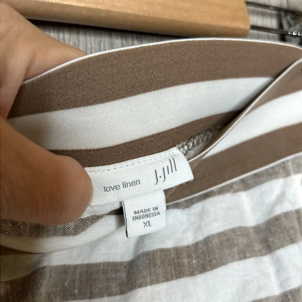 J Jill Love Linen Skirt Size XL Elastic Waist Striped